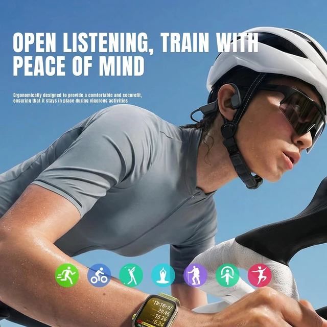 Alt view image 7 of 8 - UouNeaCo Bone Conduction Headphones for Swimming, Bluetooth 5.4 Open-Ear Sports Earbuds, Built-in MP3 Player with 32GB Memory, IPX8 Waterproof Running Headset with AI Mic for Cycling/Hiking