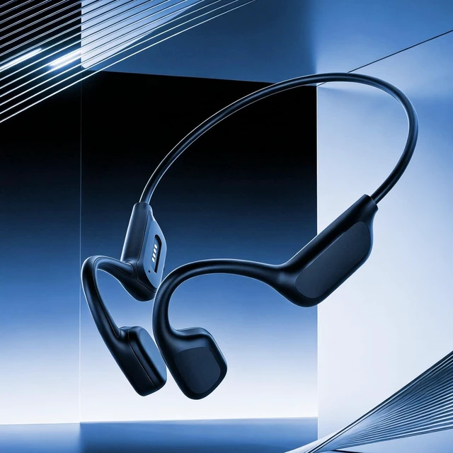 Alt view image 6 of 8 - UouNeaCo Bone Conduction Headphones for Swimming, Bluetooth 5.4 Open-Ear Sports Earbuds, Built-in MP3 Player with 32GB Memory, IPX8 Waterproof Running Headset with AI Mic for Cycling/Hiking