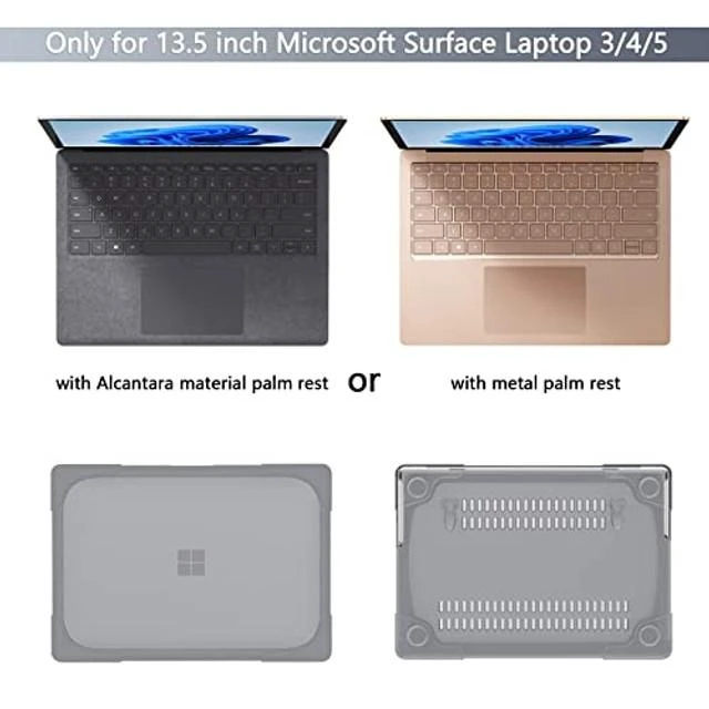 Alt view image 7 of 10 - Batianda Heavy Duty Case for 13.5" Microsoft Surface Laptop 5 4/3 with Metal Palm Rest,Shockproof Protective Cover with Fold Kickstand for Enhanced Durability & Keyboard Cover Screen Protector, Gray