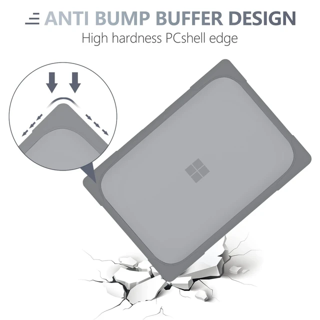 Alt view image 9 of 10 - Batianda Heavy Duty Case for 13.5" Microsoft Surface Laptop 5 4/3 with Metal Palm Rest,Shockproof Protective Cover with Fold Kickstand for Enhanced Durability & Keyboard Cover Screen Protector, Gray