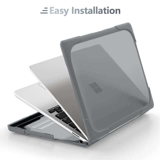 Alt view image 10 of 10 - Batianda Heavy Duty Case for 13.5" Microsoft Surface Laptop 5 4/3 with Metal Palm Rest,Shockproof Protective Cover with Fold Kickstand for Enhanced Durability & Keyboard Cover Screen Protector, Gray