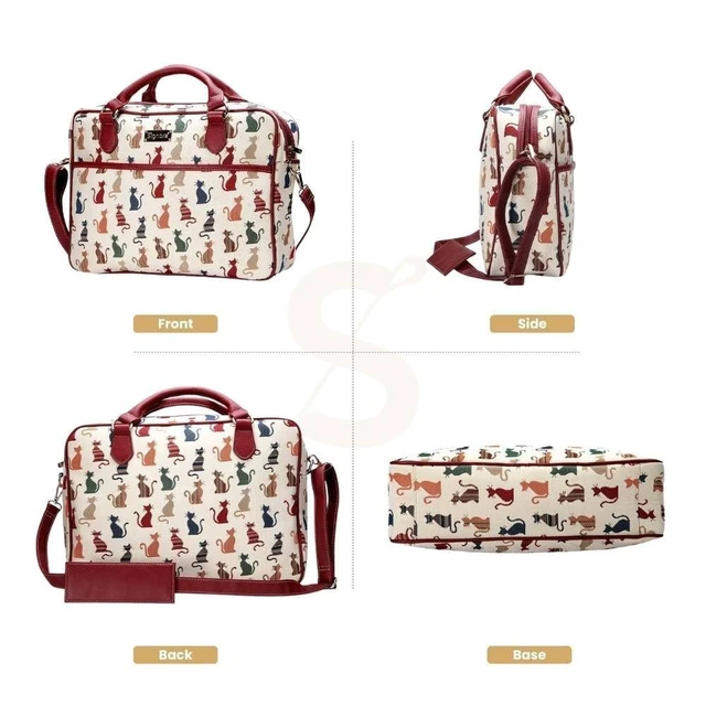 Alt view image 8 of 10 - Signare Tapestry Laptop bag Computer Messenger bag Briefcase for Women with Cheeky Cat Design (CPU-CHEKY)