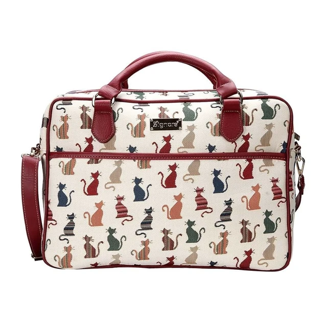 Alt view image 6 of 10 - Signare Tapestry Laptop bag Computer Messenger bag Briefcase for Women with Cheeky Cat Design (CPU-CHEKY)
