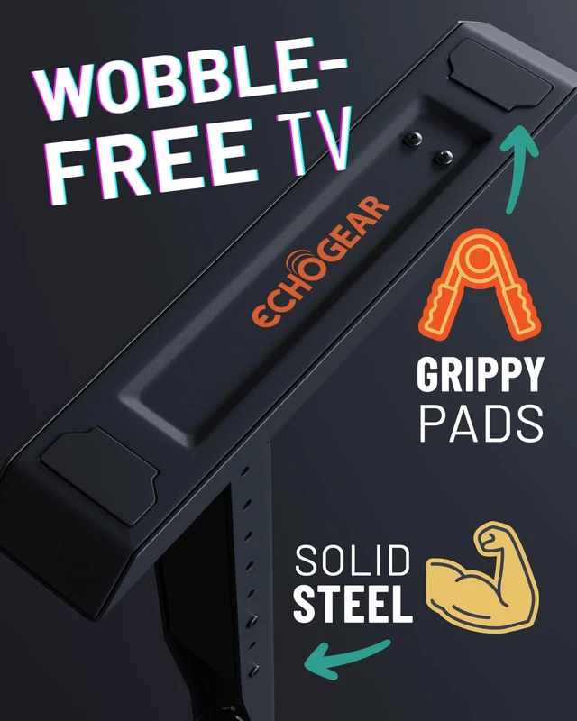 Alt view image 10 of 10 - ECHOGEAR Universal TV Stand - Fits 49 to 77 TVs up to 100lbs - Adjustable Height & Wobble-Free Design - Flat Base Compatible with Soundbars