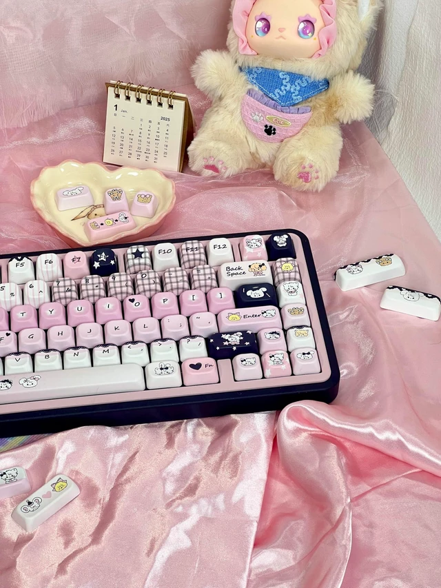 Alt view image 10 of 10 - ZERRIOY Black & Pink Cute Kitty Themed PBT Keycaps 145 Keys - Five-Sided Dye-Sublimation FOA Profile Custom keycap Set fit for Gateron Cherry MX Swithes Mechanical Keyboards