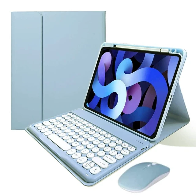 Alt view image 6 of 10 - KMXDD Keyboard Case Compatible with iPad 11th Gen (A16 2025)/ iPad 10th Generation 2022 Case with Bluetooth Mouse Round Key Cute Removable Color Keyboard Cover,Mist Blue