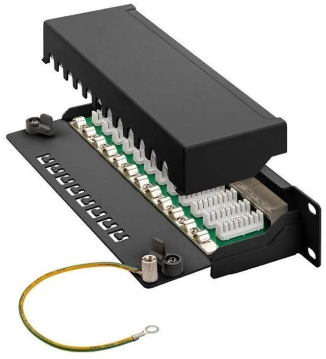 Alt view image 8 of 8 - 12 Port Cat6A Shielded Patch Panel for Termination and Patch of Network Cables