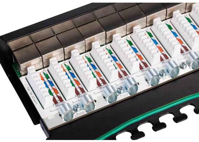 Alt view image 6 of 8 - 12 Port Cat6A Shielded Patch Panel for Termination and Patch of Network Cables