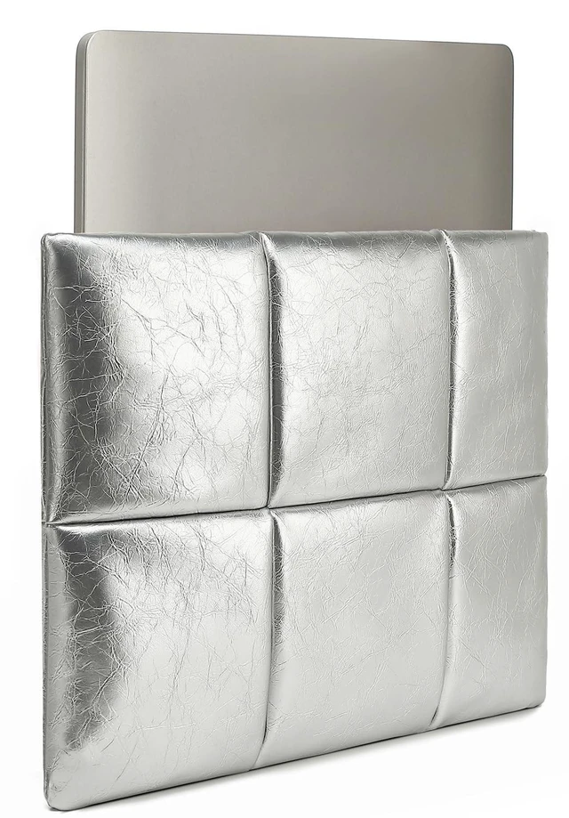 Alt view image 8 of 10 - KAYOND 15-16 Inch Puffy Laptop Sleeve for MacBook Air 15 M4/M3/M2 2025-2023and MacBook Pro 16 in M4 2024,Silver