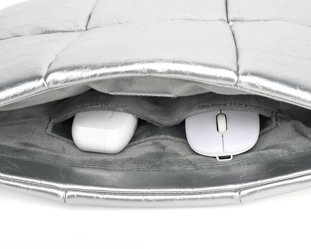 Alt view image 9 of 10 - KAYOND 15-16 Inch Puffy Laptop Sleeve for MacBook Air 15 M4/M3/M2 2025-2023and MacBook Pro 16 in M4 2024,Silver