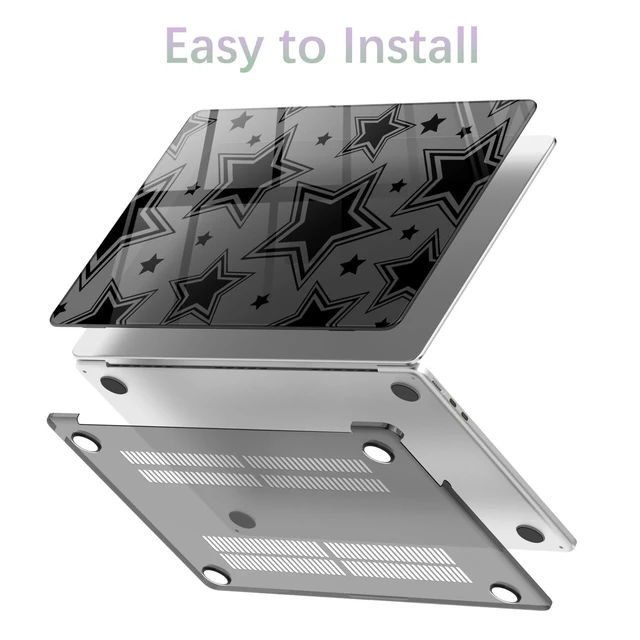 Alt view image 8 of 10 - BlHMCASE Compatible with MacBook Pro 13 inch Case M2 2025, 2024-2016 A2338 M1 A2251 A2289 A2159 A1989 A1708 A1706, Cute Y2K Star Protective Hard Shell Clear Black Cover for Mac Pro 13
