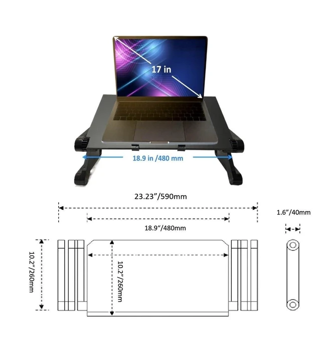 Alt view image 8 of 10 - Zippace Adjustable Lap Laptop Computer Portable CPU Cooling Fan Ergonomic Vented Table Stand Desk Tray (480 * 260mm with Mouse Pad & Double Fans, Pink)