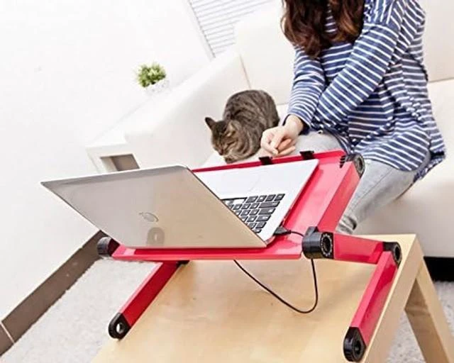 Alt view image 10 of 10 - Zippace Adjustable Lap Laptop Computer Portable CPU Cooling Fan Ergonomic Vented Table Stand Desk Tray (480 * 260mm with Mouse Pad & Double Fans, Pink)
