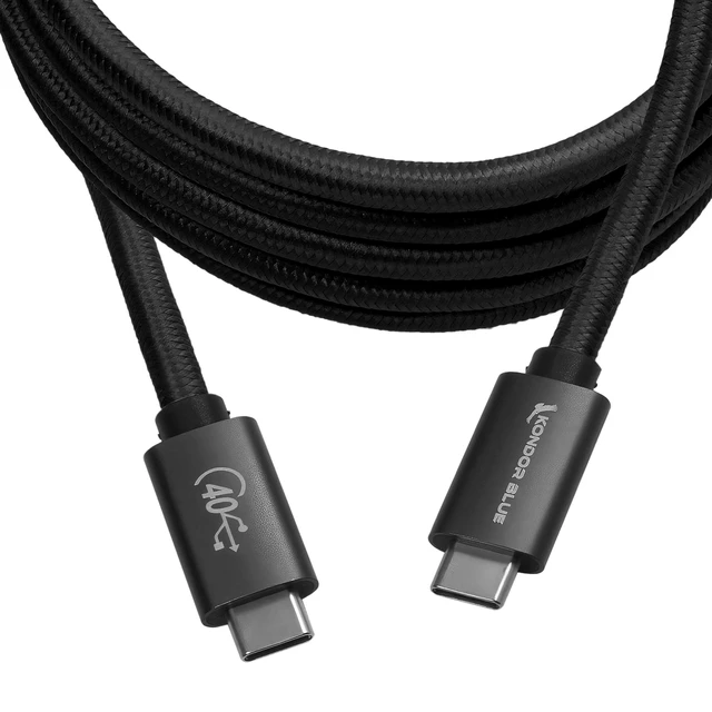 Alt view image 4 of 6 - KONDOR BLUE ^^ 6' USB 4.0 Type C Cable Blazing 40Gb/s Speeds 5A 100W ^^ Charging & Data Transfer USB-C Cable ^^ Thunderbolt 4 Compatible ^^ Black