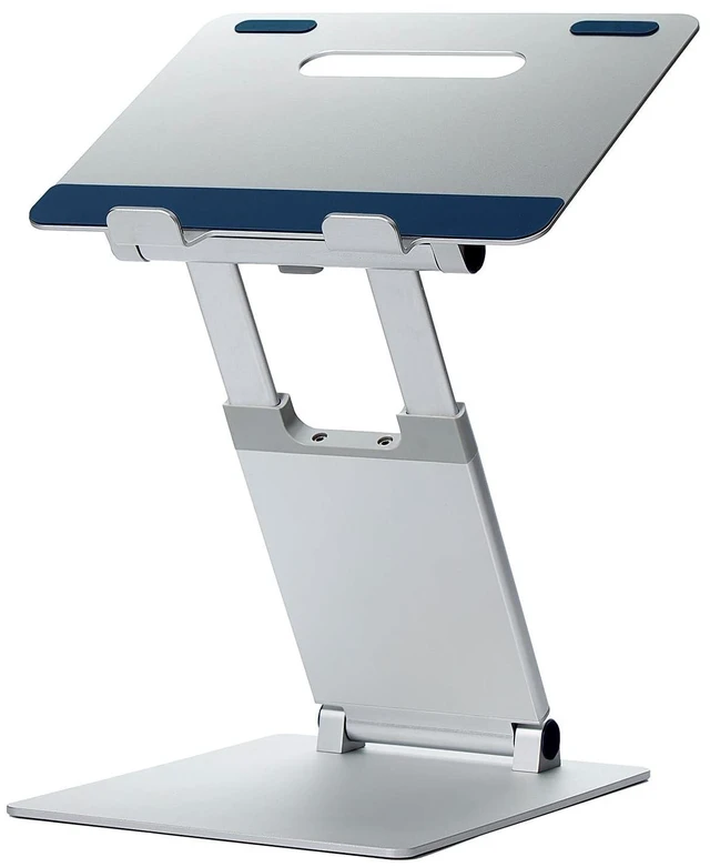 Alt view image 6 of 10 - POUT E3 Lift Ergonomic Laptop Stand for Desk, Adjustable Height 2" to 20" Laptop Riser Portable Laptop Stand for Laptop Standing Desk Converter for MacBook 10"-17" Laptops (Blue)