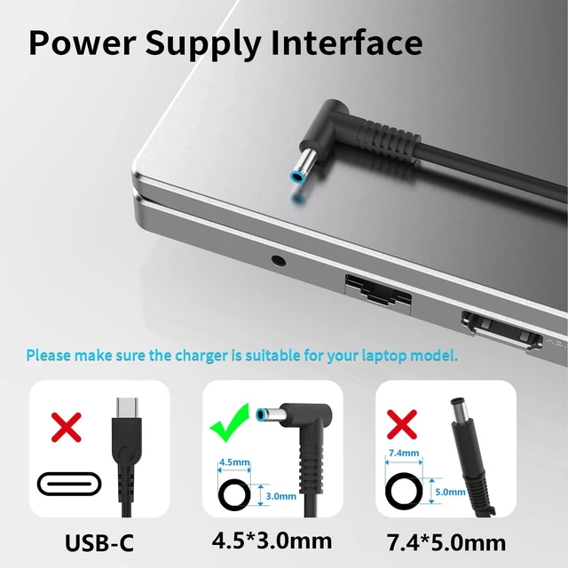 Alt view image 9 of 10 - 120W 19.5V 6.15A Laptop Charger 710415-001 Fit for HP USB-C Dock G5,USB-C/A Universal Dock G2 5TW13AA,Docking Statio Charger,Envy 15 17 Series 732811-002 Adapter Power Supply 4.5 * 3.0mm Blue Tip