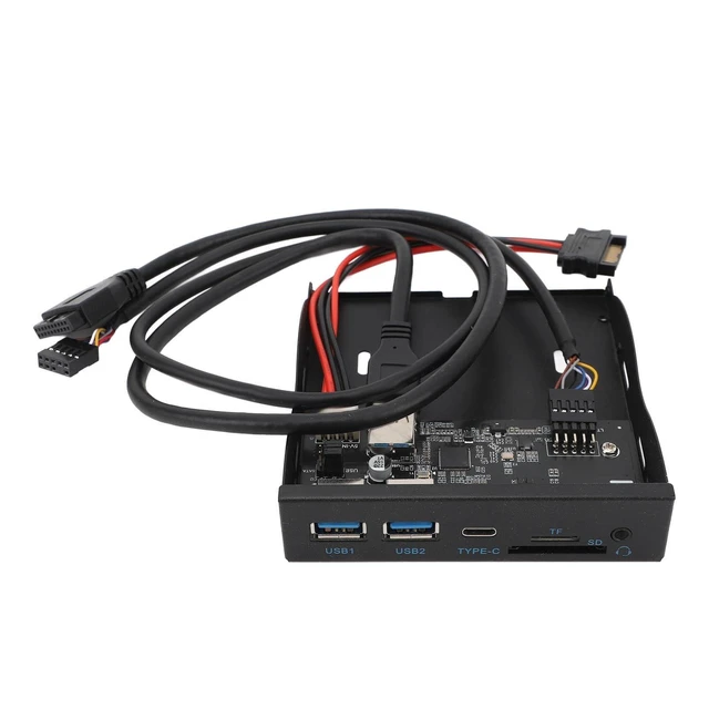 Alt view image 6 of 10 - Front Panel USB 3.0 Hub, 3.5 Inches USB Hub Front Panel 19PIN to C Port with 2xUSB3.0, 1xTYPE C, HD Sound, SD Card/TF Card Reader for OS X, Linux
