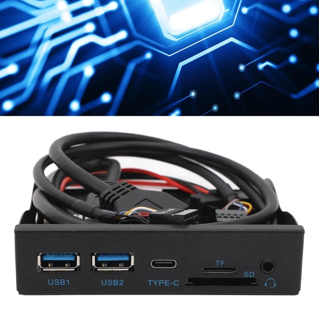 Alt view image 7 of 10 - Front Panel USB 3.0 Hub, 3.5 Inches USB Hub Front Panel 19PIN to C Port with 2xUSB3.0, 1xTYPE C, HD Sound, SD Card/TF Card Reader for OS X, Linux