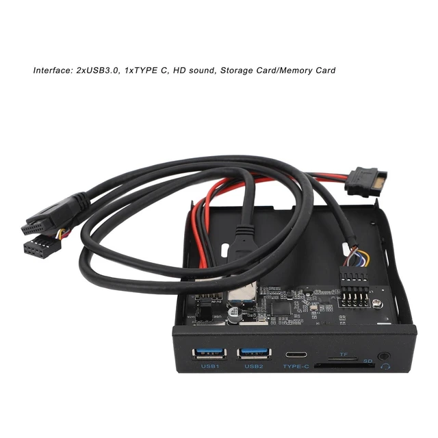 Alt view image 10 of 10 - Front Panel USB 3.0 Hub, 3.5 Inches USB Hub Front Panel 19PIN to C Port with 2xUSB3.0, 1xTYPE C, HD Sound, SD Card/TF Card Reader for OS X, Linux