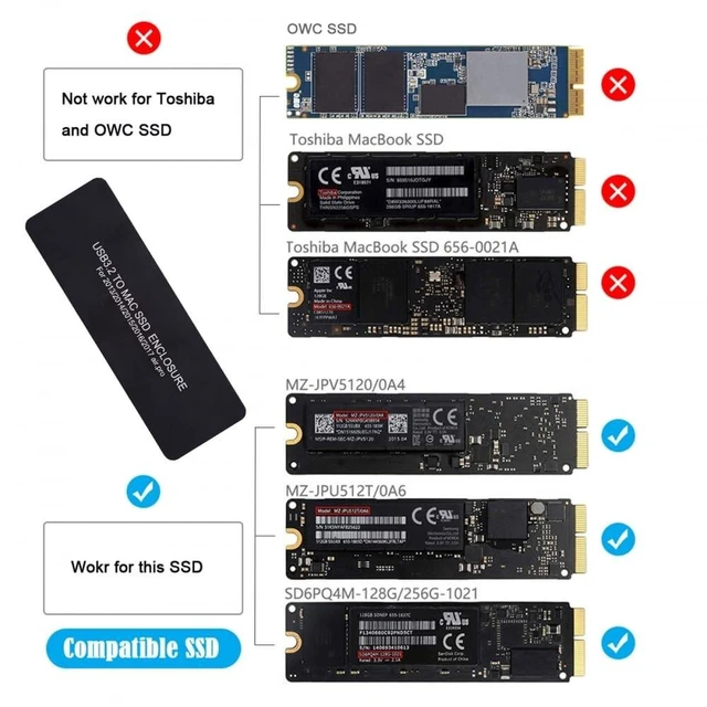 Alt view image 10 of 10 - CY Adapter 20Gbps USB3.2 Type-C USB-C to 16+12Pin Mobile Box HDD Enclosure for MAC Air Pro 2013 2014 2015 2016 2017 SSD Portable Case