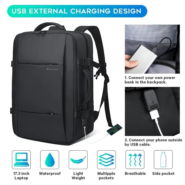 Alt view image 8 of 10 - BANGE Travel Backpacks,Flight Approved Carry On Backpacks, 17-inch Laptop Backpack for International Travel Bag,Weekender Luggage Backpack for Men