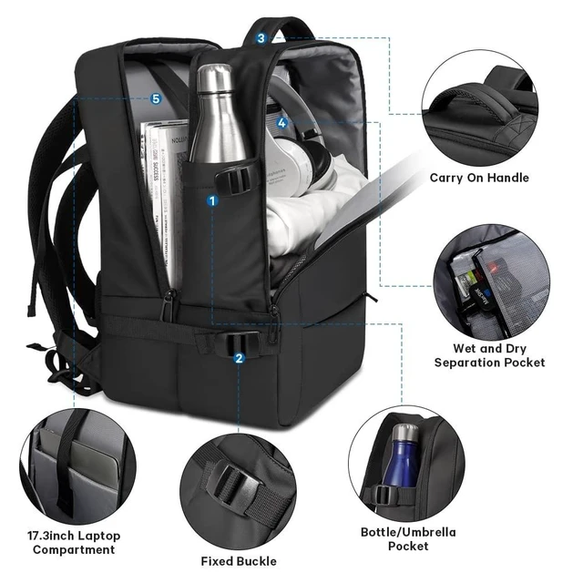 Alt view image 9 of 10 - BANGE Travel Backpacks,Flight Approved Carry On Backpacks, 17-inch Laptop Backpack for International Travel Bag,Weekender Luggage Backpack for Men