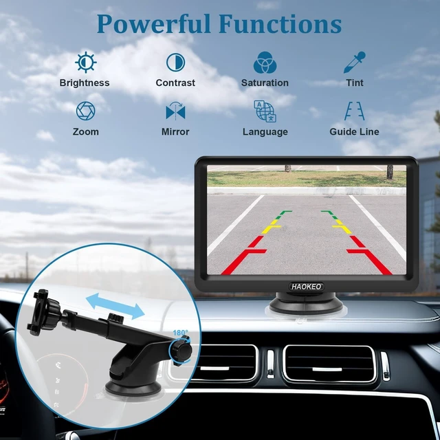 Alt view image 7 of 10 - Backup Camera for Car 7 Inch HD 1080P Front Rear View Monitor kit License Plate Frame Camera with Night Vision, Waterproof DIY Grid Lines for Truck/RV/Tractor/Semi-Trailers/Pickup H9