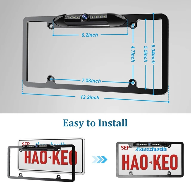 Alt view image 10 of 10 - Backup Camera for Car 7 Inch HD 1080P Front Rear View Monitor kit License Plate Frame Camera with Night Vision, Waterproof DIY Grid Lines for Truck/RV/Tractor/Semi-Trailers/Pickup H9