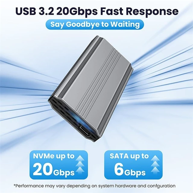 Alt view image 9 of 10 - Xiwai 20Gbps USB Adapter Reader Case Type-C USB3.2 USB4 to M-Key M.2 NGFF NVME SATA SSD PCBA Enclosure 2280/2242/2260mm RTL9220