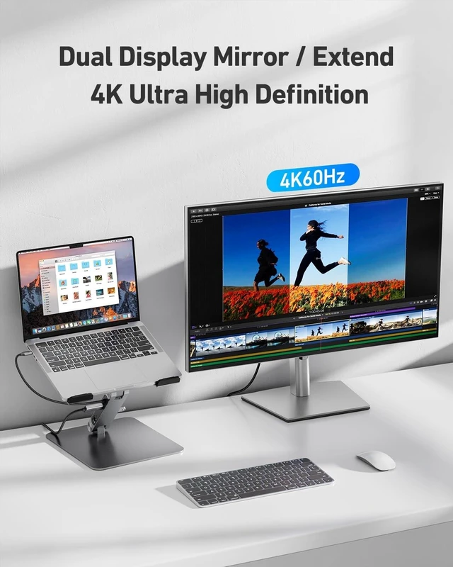 Alt view image 8 of 10 - BENFEI Laptop Stand with USB C 6in1 Docking Station, HDMI 4K@60Hz,Gigabit Ethernet, 100W Power Delivery, 10Gbps 1*USB C 3.2 and 2*USB A 3.2 Compatible with MacBook Pro/Air, iPad Pro, XPS, Thinkpad