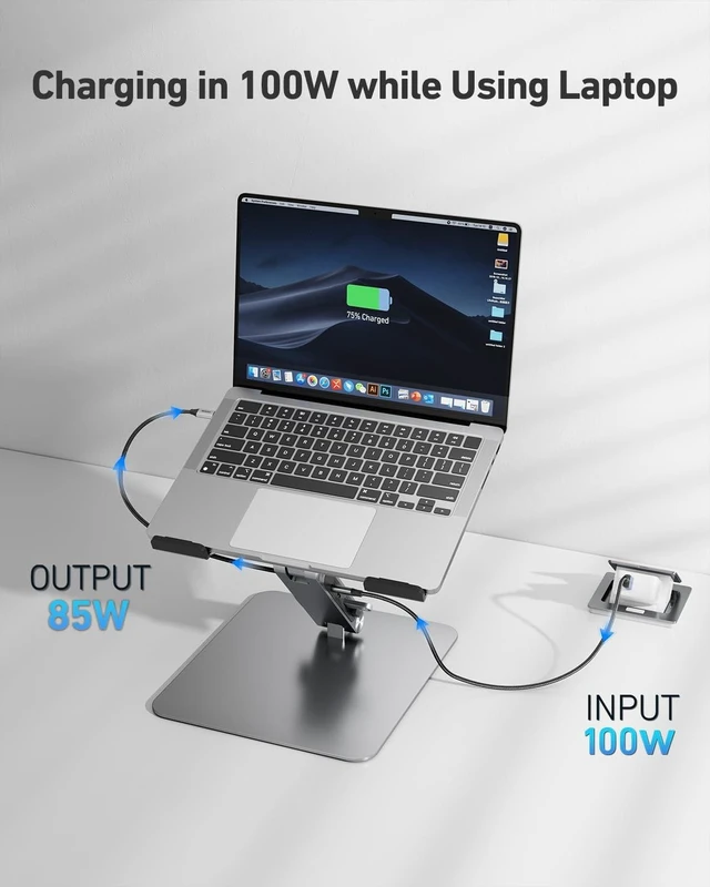 Alt view image 9 of 10 - BENFEI Laptop Stand with USB C 6in1 Docking Station, HDMI 4K@60Hz,Gigabit Ethernet, 100W Power Delivery, 10Gbps 1*USB C 3.2 and 2*USB A 3.2 Compatible with MacBook Pro/Air, iPad Pro, XPS, Thinkpad
