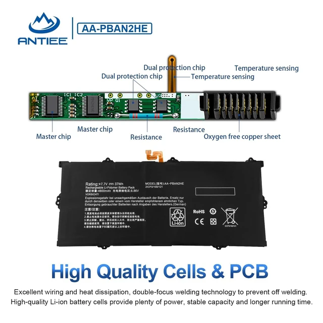 Alt view image 8 of 10 - AA-PBAN2HE Laptop Battery Replacement for Samsung Galaxy Book Go 340XDA NP340XLA-KA4US NP340XLA-KA12US NP340XLA-KA2CA XE340XDA-KA3US-RB XE340XDA-KA1US XE340XDA-KA3 XE340XDA-ka1it 4800mAh 37Wh 7.7V
