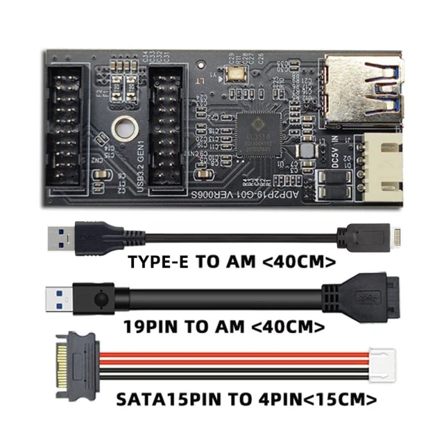 Alt view image 8 of 10 - Chenyang USB 3.1 Type E 1 to 2 USB 3.0 19/20Pin HUB Port Multiplier PCBA Adapter with SATA Power Cable
