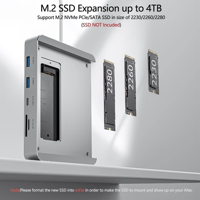 Alt view image 9 of 10 - USB C Hub for iMac 24 inch 2021/2023/2024, 8 in 1 iMac USB Hub with M.2 SSD Expansion (SSD Not Included)with USB A/C 3.2 10Gbps, SD/TF, HDMI iMacM1 M3 M4 Dock Accessories (Blue)