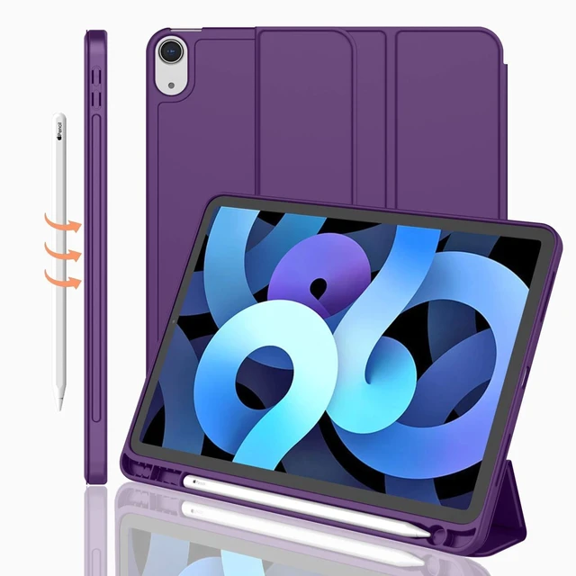 Alt view image 6 of 10 - iMieet iPad Air 11 Inch Case M4/M3/M2(2026/2025/2024), iPad Air 5th/4th Generation Case 2022/2020 10.9 Inch with Pencil Holder,Trifold Stand Smart Case with Soft TPU Back(Dark Purple)