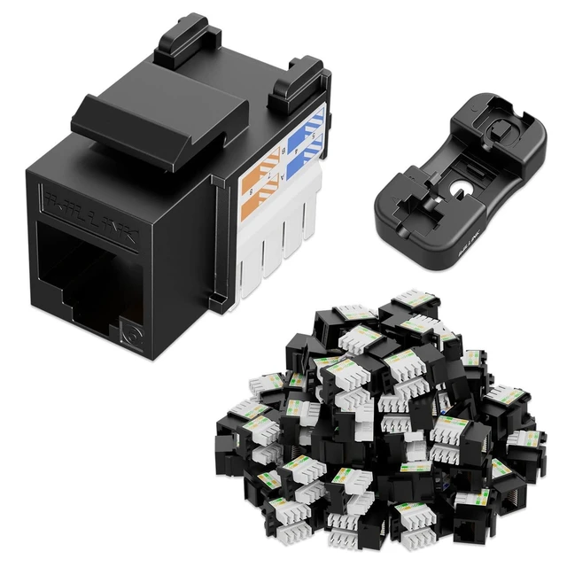 Alt view image 6 of 10 - iwillink 10Gbps Cat6 Keystone Jack and Punch-Down Stand, 50-Pack, RJ45 Ethernet Keystone Jacks, 90-Degree UTP Modular Punch Down Keystone Jack Adapter, Black