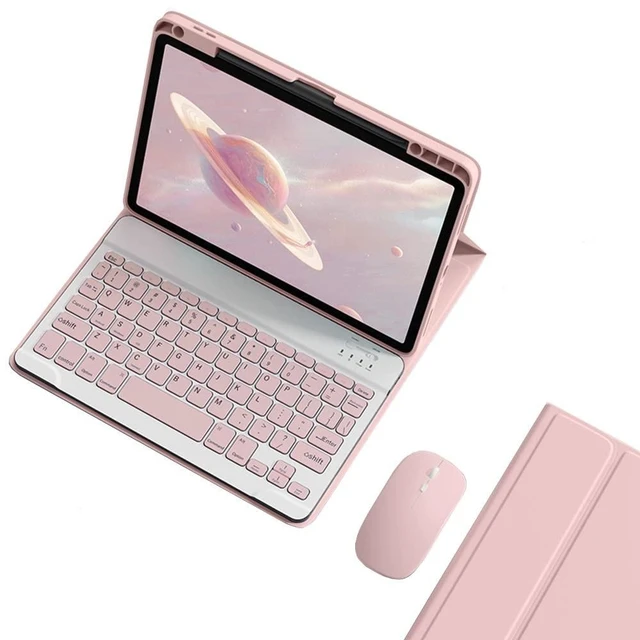 Alt view image 6 of 10 - KMXDD Keyboard Case Mouse Compatible with iPad Air 13 inch M2/ iPad Pro 12.9" 6th 5th 4th 3rd Generation Keyboard Case Color Keys Removable Bluetooth Keyboard (Pink)