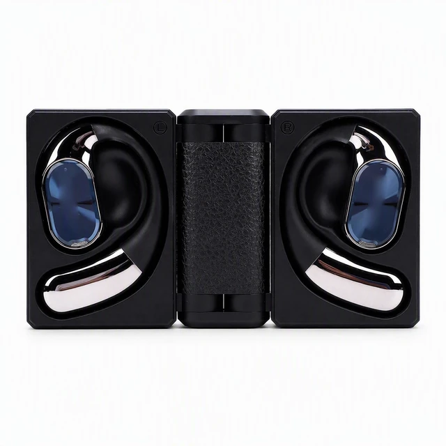 Alt view image 6 of 10 - Jiawu Wireless Earbuds, Bluetooth Headphones with Dual Fold Design, Open Ear Earphones, 60H Playtime, IPX5 Water Proof Headset for Running, Workout, Studying, Travel, Meeting (Black)