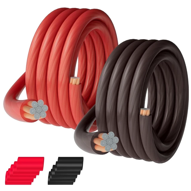 Alt view image 6 of 10 - 0 Gauge AWG Power Ground Wire Cable 25 Ft Each-Red/Black Translucent, Automotive Battery Welding Electrical Wire CCA Bulk for DIY Car Audio Speaker Amp Solar Marine Generator RV Trailer Inverter