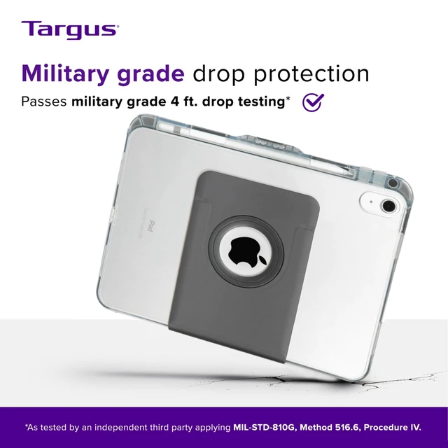 Alt view image 9 of 10 - Targus VersaVu Clear Case for 10.9" iPad (10th gen.), Clear - Military-Grade Protective Case with Hands-Free Portrait and Landscape Viewing (THD936GL)