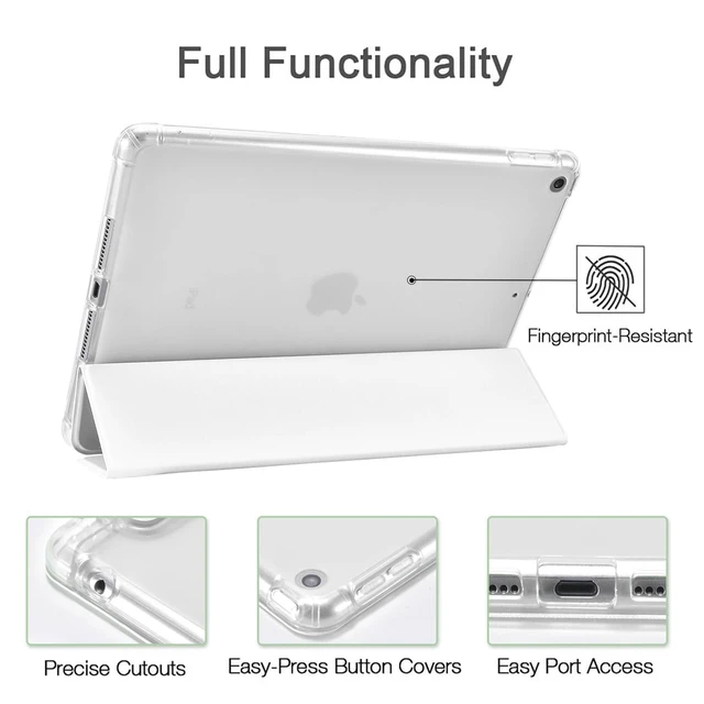 Alt view image 10 of 10 - JOYLAND for iPad 7th/8th/9th Generation Case (2019/2020/2021) 10.2 inchwith Pencil Holder-Auto Wake/Sleep,Cute Blue Bow Pattern Anti-Scratch Shockproof Premium Folio Stand Case,White