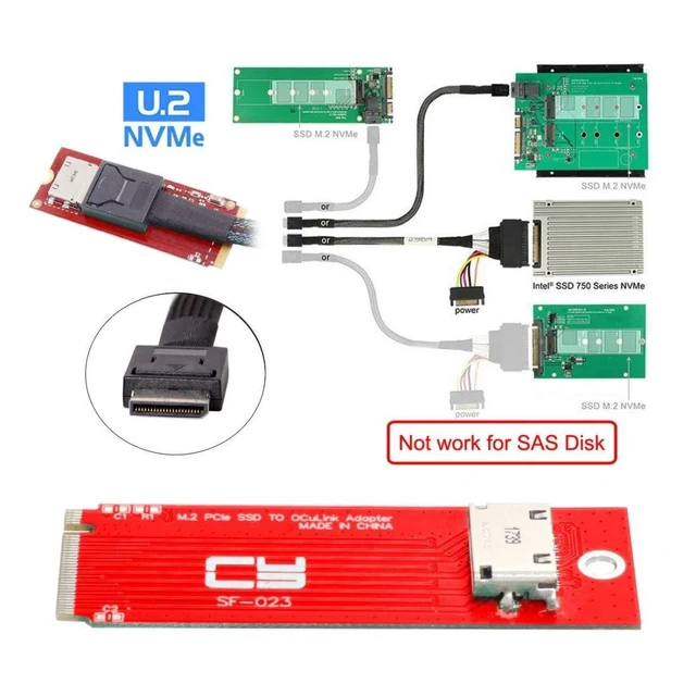 Alt view image 8 of 10 - chenyang PCIe 4.0 M.2 NGFF to Oculink SFF-8612 Adapter 2260/2280mm with SFF-8611 to SFF-8639 Cable for U.2 SFF-8639 NVME PCIe SSD
