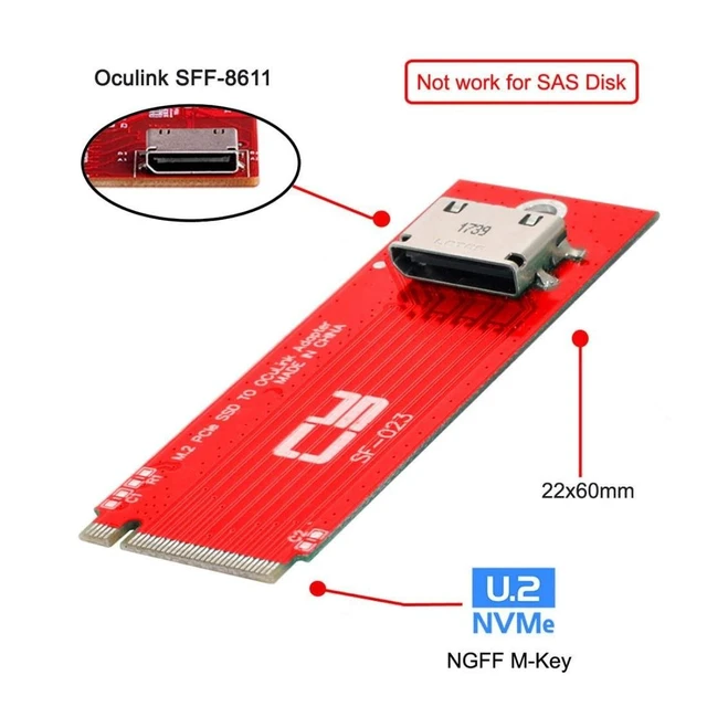 Alt view image 10 of 10 - chenyang PCIe 4.0 M.2 NGFF to Oculink SFF-8612 Adapter 2260/2280mm with SFF-8611 to SFF-8639 Cable for U.2 SFF-8639 NVME PCIe SSD