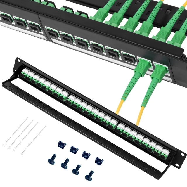 Alt view image 6 of 10 - Xunsomten 1U Fiber Patch Panel with 24 SC APC Singlemode Fiber Optic Adapters Couplers Keystone Jack Modular with White Inline Keystone,Single Mode Connectors SM for Standard 19" Racks, 1pack