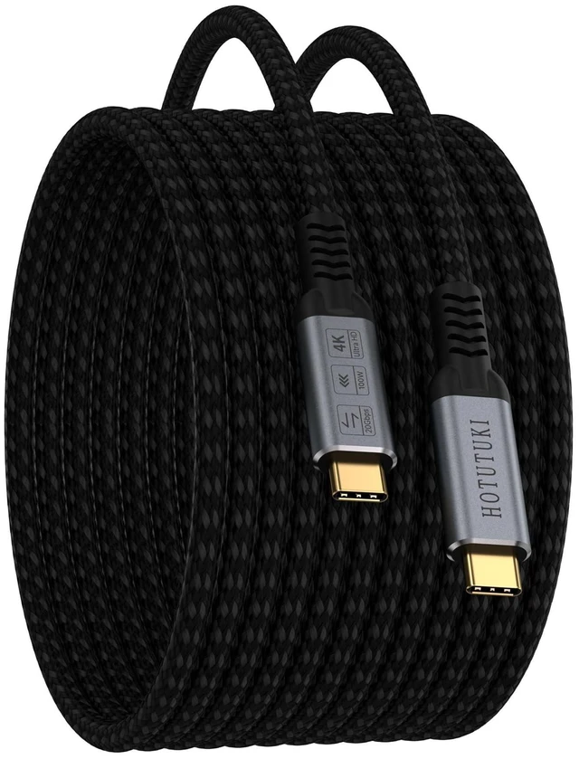 Alt view image 6 of 10 - HOTUTUKI USB c high Speed Data Transfer Cable 20 ft Compatible with Thunderbolt 4/3,Type c to Type c Long,USBC 3.2 Monitor Cable Support 20Gbps 100W PD Fast Charging Cord, 4K@120Hz for eGPU, Monitor