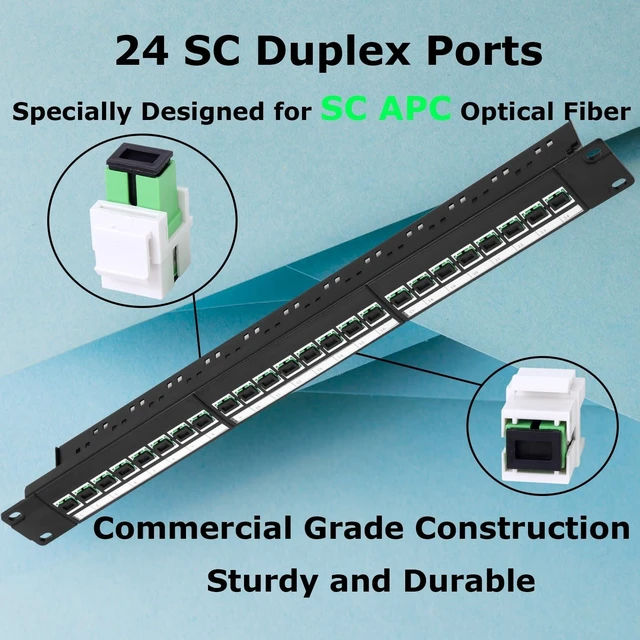 Alt view image 7 of 10 - Xunsomten 1U Fiber Patch Panel with 24 SC APC Singlemode Fiber Optic Adapters Couplers Keystone Jack Modular with White Inline Keystone,Single Mode Connectors SM for Standard 19" Racks, 1pack