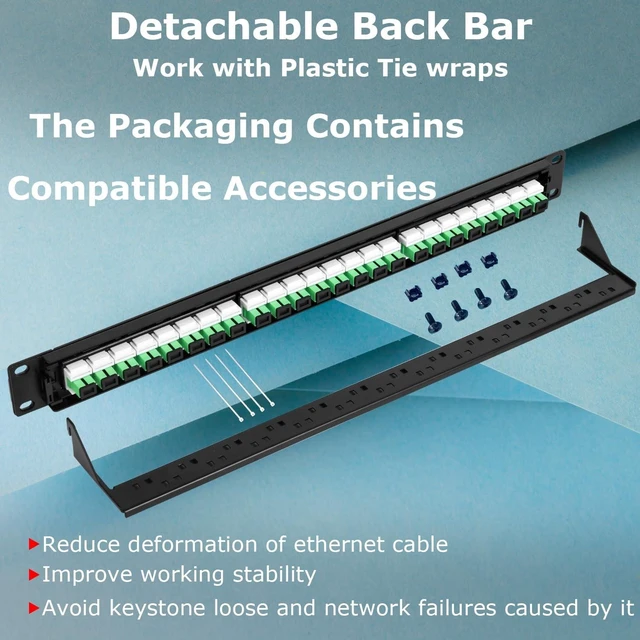 Alt view image 8 of 10 - Xunsomten 1U Fiber Patch Panel with 24 SC APC Singlemode Fiber Optic Adapters Couplers Keystone Jack Modular with White Inline Keystone,Single Mode Connectors SM for Standard 19" Racks, 1pack