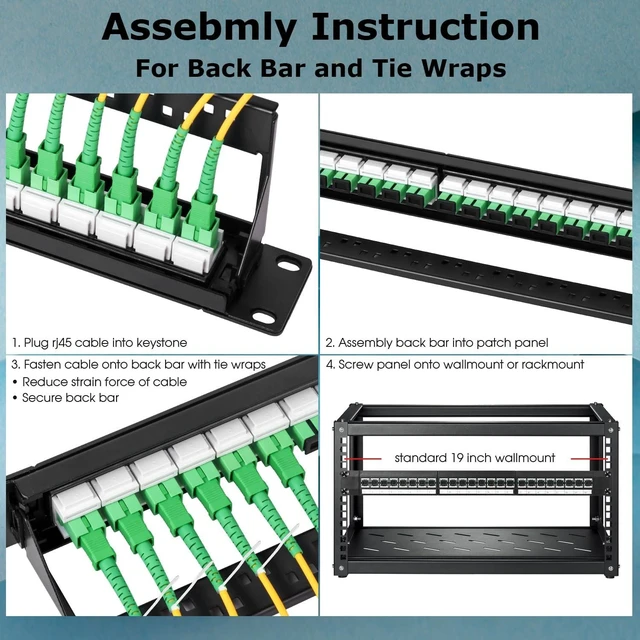 Alt view image 10 of 10 - Xunsomten 1U Fiber Patch Panel with 24 SC APC Singlemode Fiber Optic Adapters Couplers Keystone Jack Modular with White Inline Keystone,Single Mode Connectors SM for Standard 19" Racks, 1pack