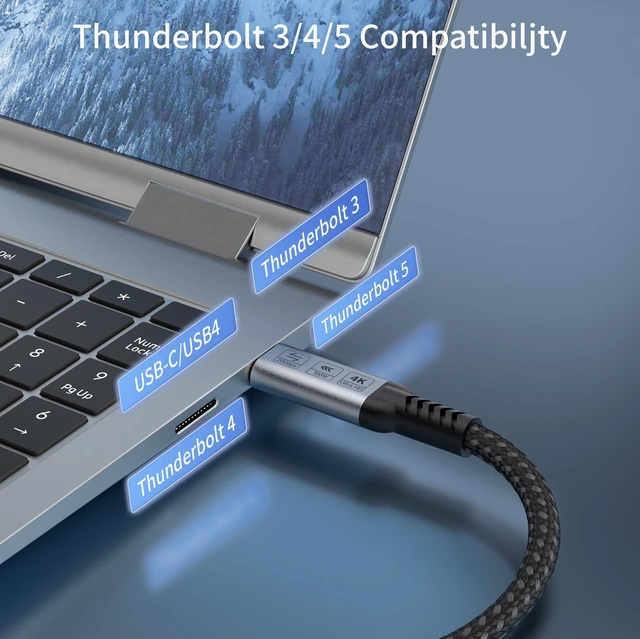 Alt view image 10 of 10 - HOTUTUKI USB c high Speed Data Transfer Cable 20 ft Compatible with Thunderbolt 4/3,Type c to Type c Long,USBC 3.2 Monitor Cable Support 20Gbps 100W PD Fast Charging Cord, 4K@120Hz for eGPU, Monitor