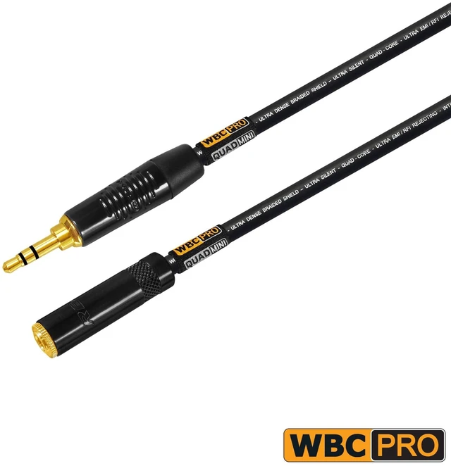 Alt view image 9 of 10 - 18 Foot - WBC-PRO-Quad-MINI Ultra-Silent Ultra-Flexible Balanced Mini-Star-Quad Auxiliary Cable with Neutrik-Rean 3.5mm Gold Mini TRS Male & Female Plugs